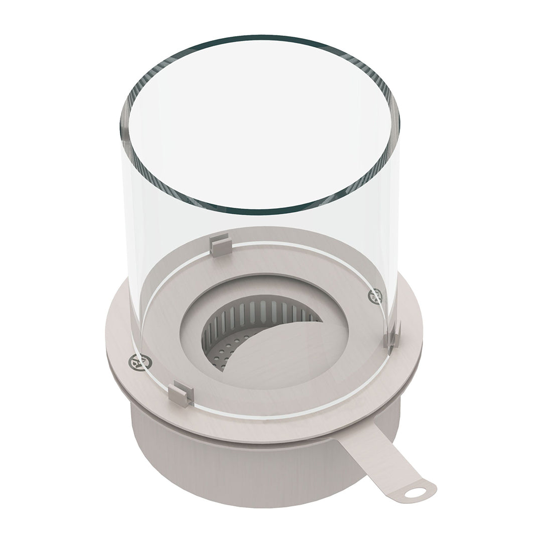 Bruciatore tondo con vetro per camino a bioetanolo biocamino inox 3 lt d.30 cm
