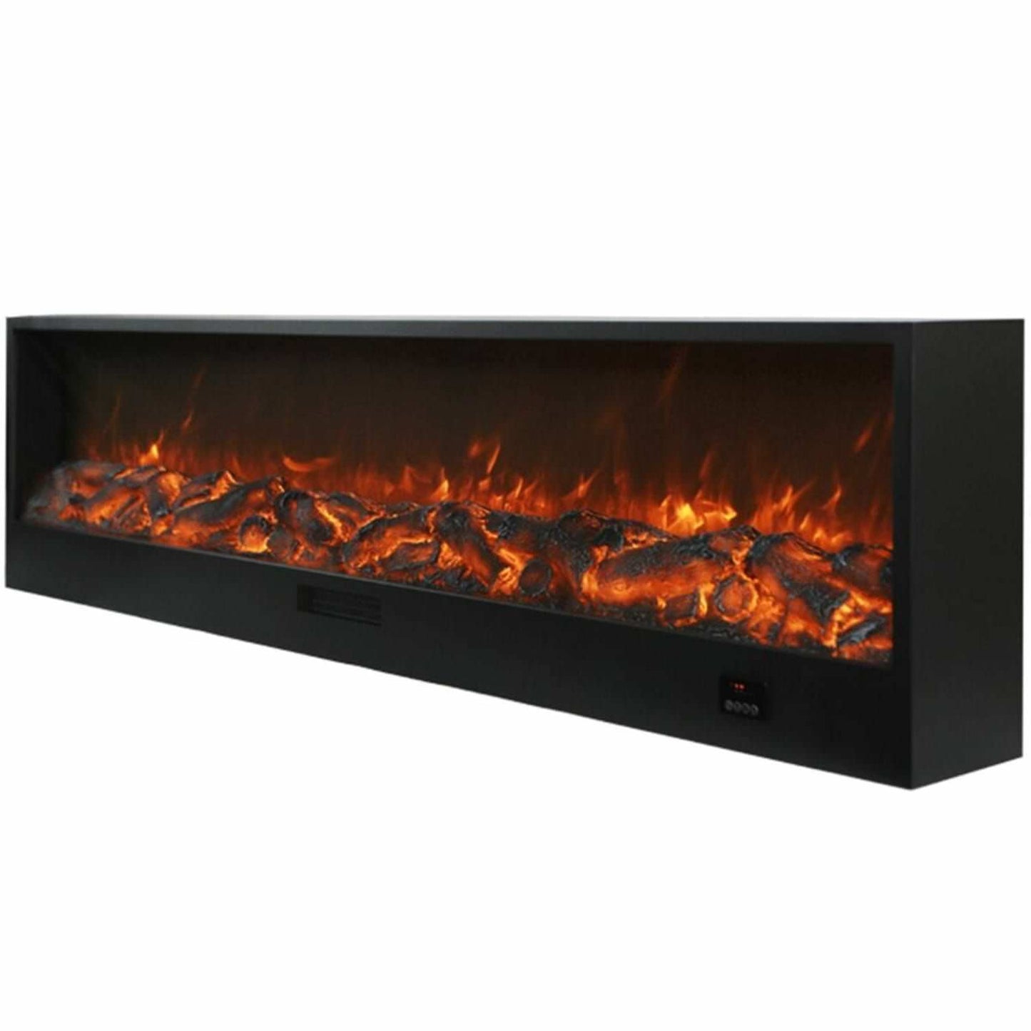 Caminetto Elettrico ETNA Nero Imponente Caminetto Da 3 Metri per Interno da Incasso Potenza 1500W