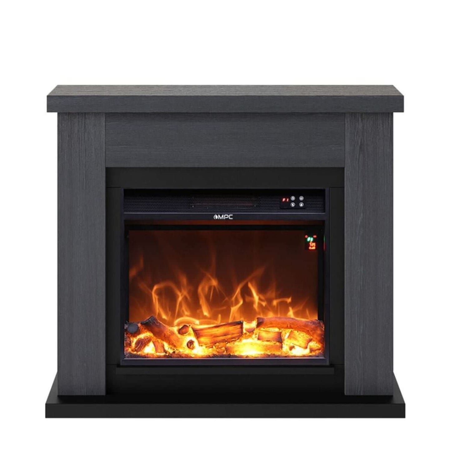 Caminetto Elettrico ASCIANO Grigio da Terra Con Cornice e Bruciatore Elettrico Da 1500w