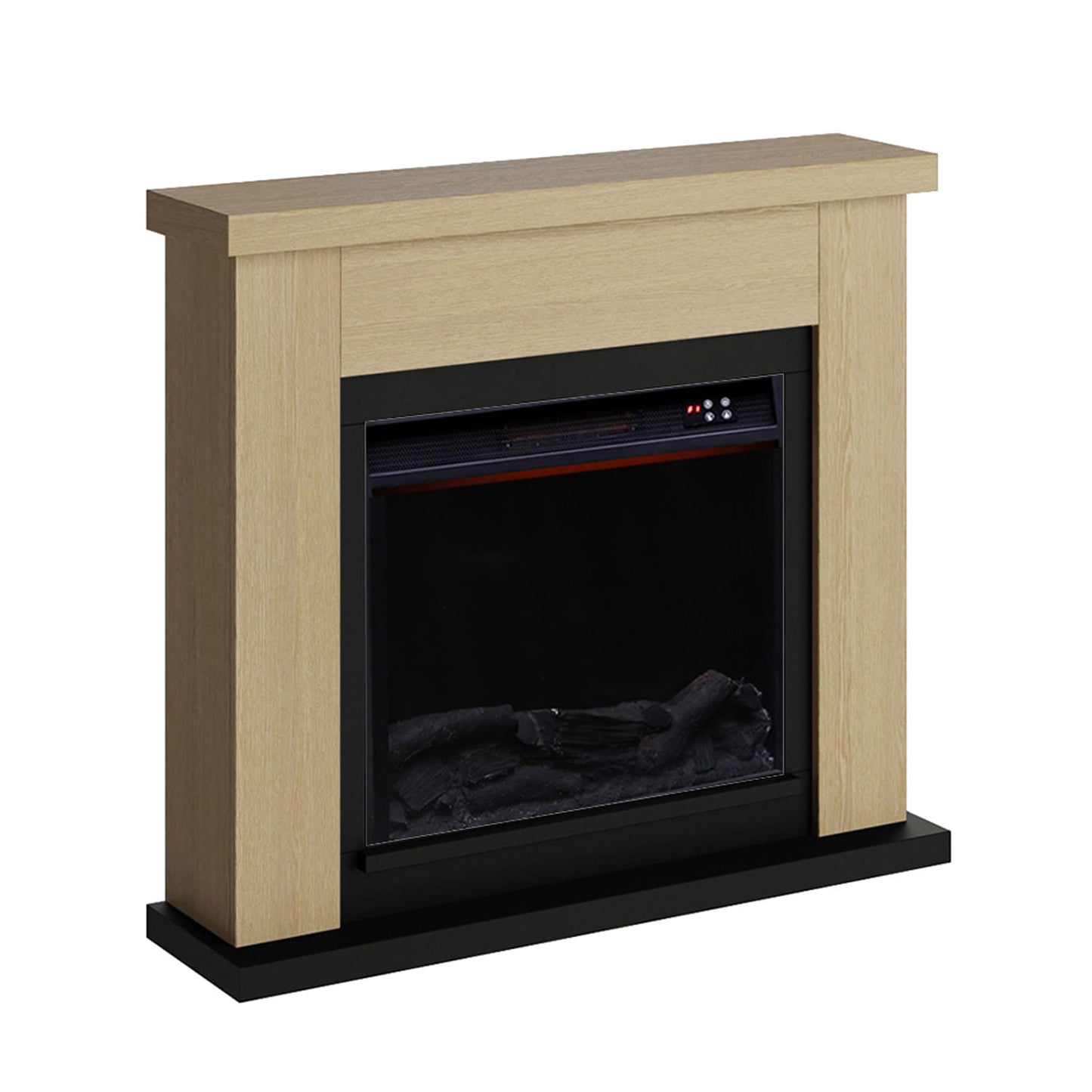 Camino ASCIANO Rovere Da Terra Con Bruciatore Da 1500w Effetto Fiamma Led Rovere