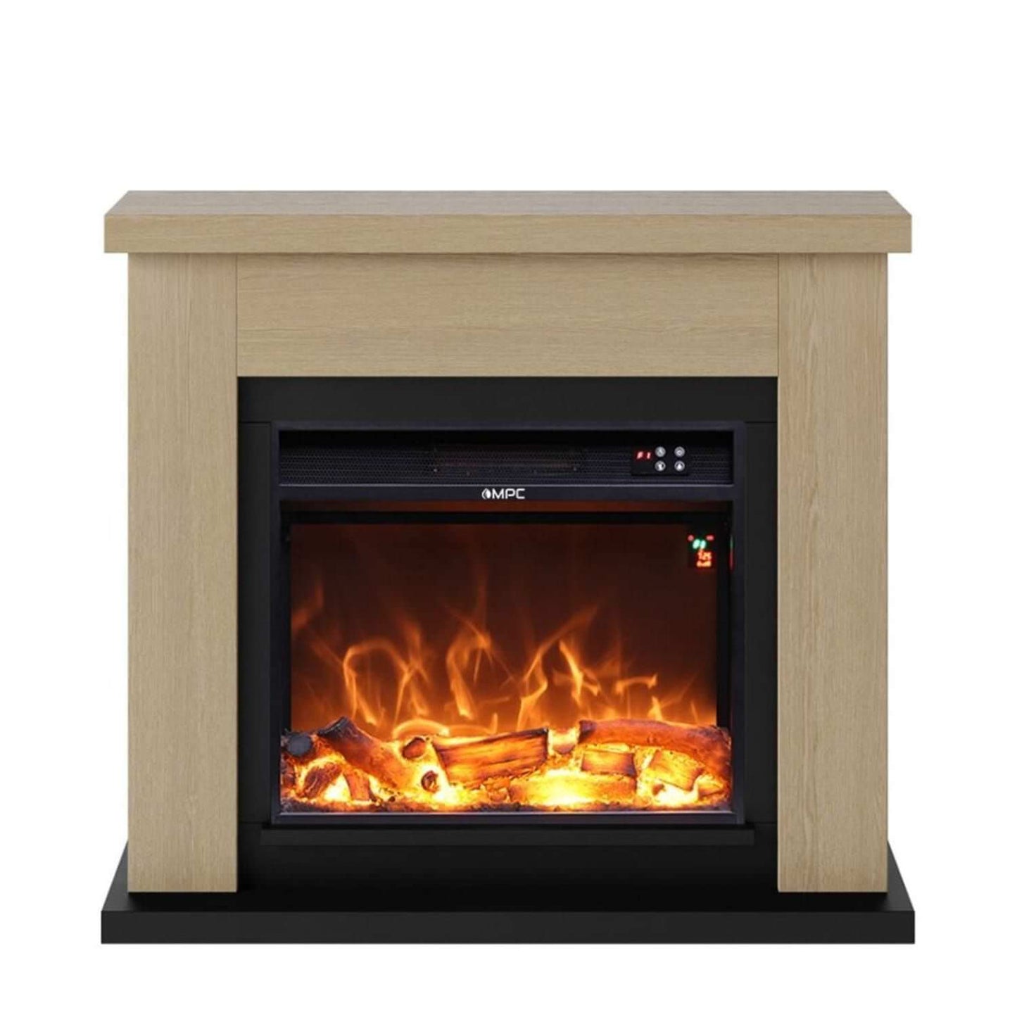 Camino ASCIANO Rovere Da Terra Con Bruciatore Da 1500w Effetto Fiamma Led Rovere