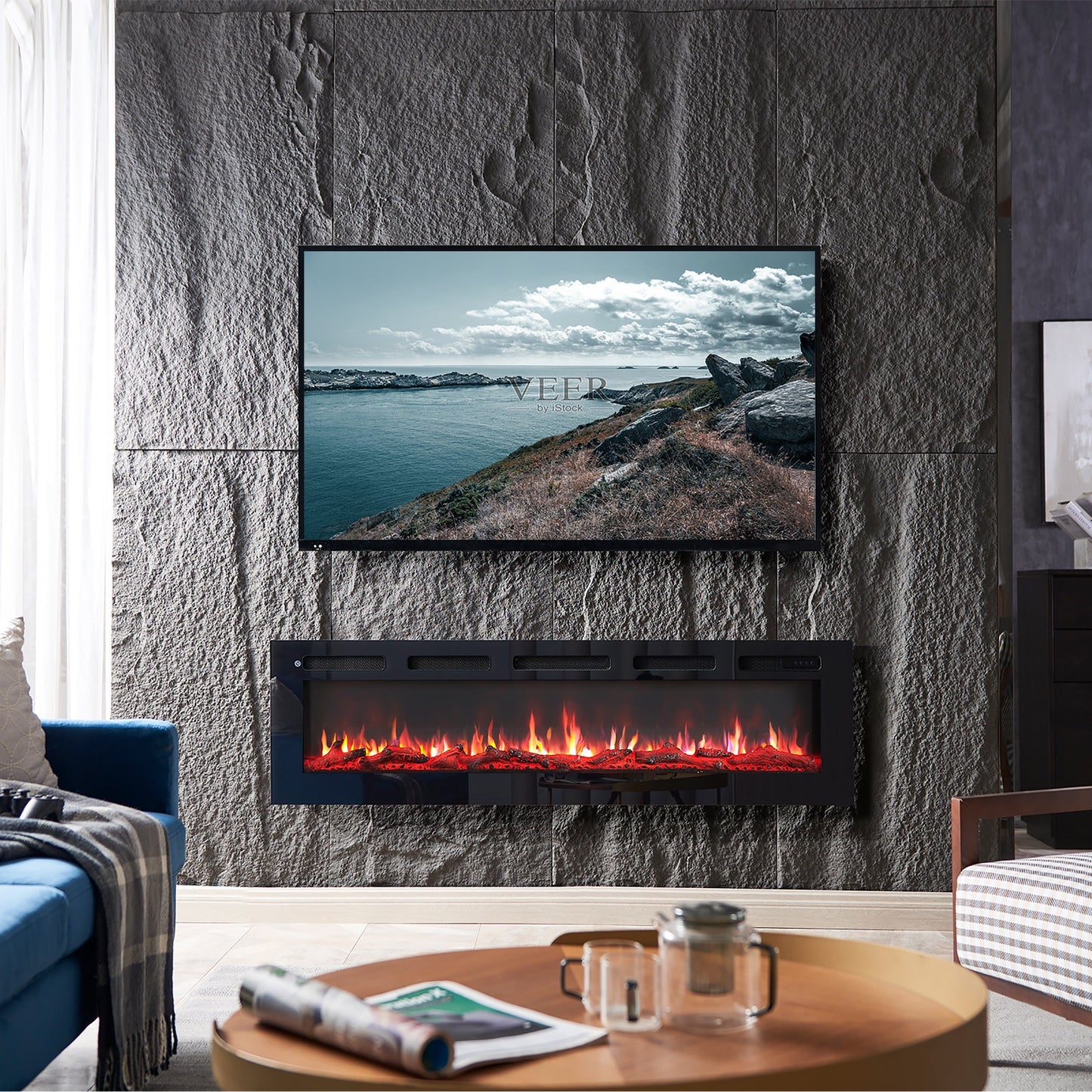 Caminetto Elettrico Balderia Leif 60", 50" e 36" a Parete o da Incasso