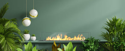 Bruciatore per camino a bioetanolo biocamino in acciaio con vetri da 100 cm