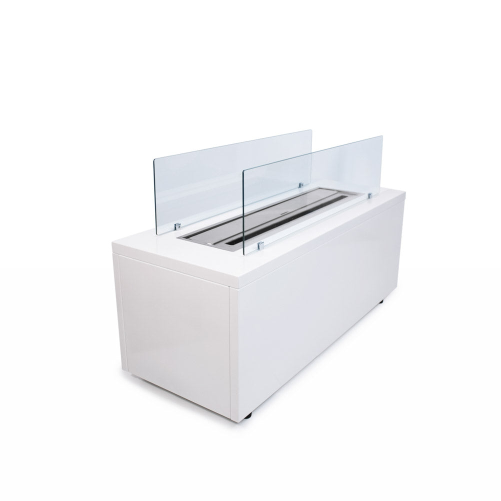 Camino a bioetanolo da terra per interno esterno CARAVAGGIO Bianco L100xP40xH40 cm