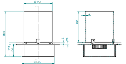 Bruciatore tondo con vetro per camino a bioetanolo biocamino inox 3 lt d.35 cm