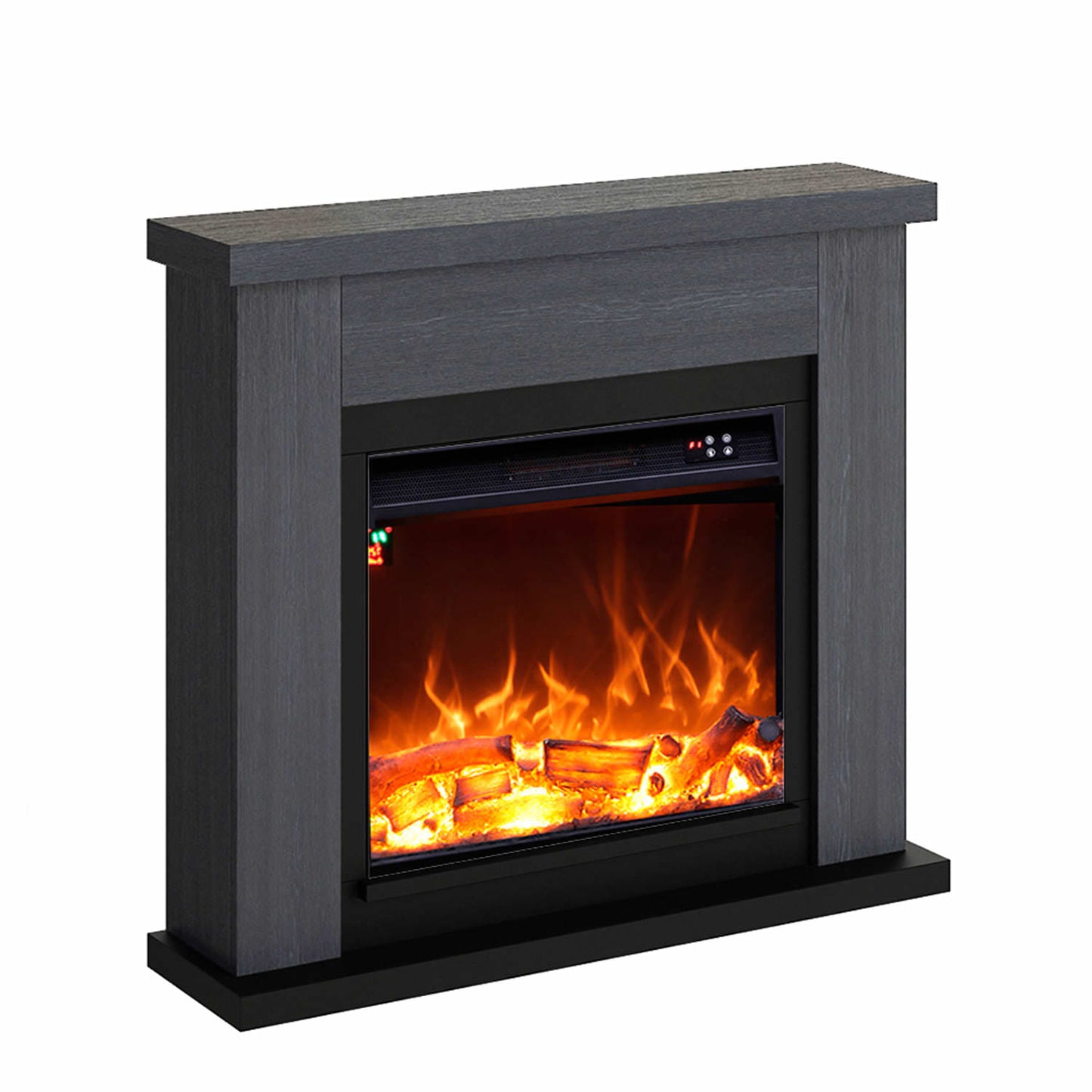 Caminetto Elettrico ASCIANO Grigio da Terra Con Cornice e Bruciatore Elettrico Da 1500w