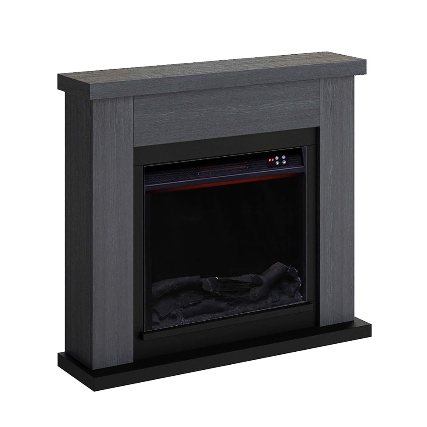Caminetto Elettrico ASCIANO Grigio da Terra Con Cornice e Bruciatore Elettrico Da 1500w