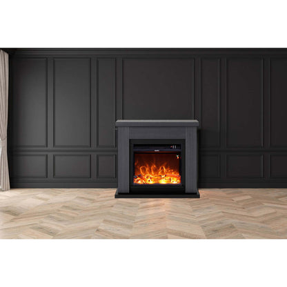 Caminetto Elettrico ASCIANO Grigio da Terra Con Cornice e Bruciatore Elettrico Da 1500w