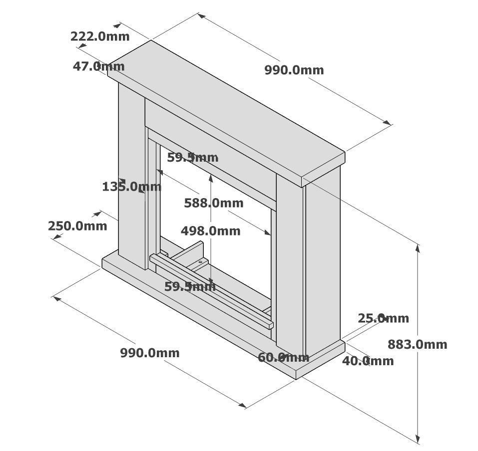 Caminetto Elettrico ASCIANO Grigio da Terra Con Cornice e Bruciatore Elettrico Da 1500w