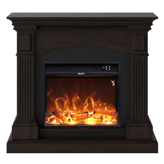 Camino CETONA Wenge Da Pavimento Con Cornice e Bruciatore Da 1500w Effetto Fiamma Led